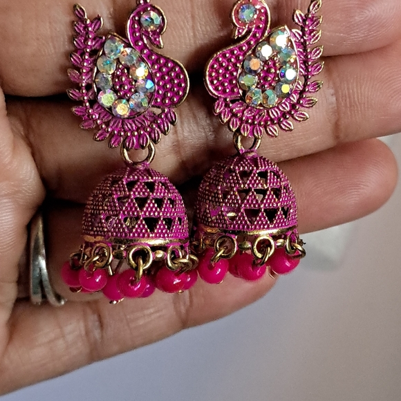 Beautifies Peocock Designer Jhumkhas - Picture 2 of 3